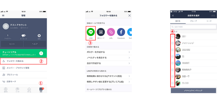 LINEからLINE@に招待する方法イメージ